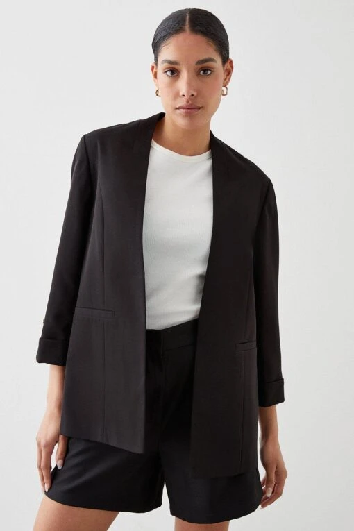 Dorothy Perkins Collarless Roll Up Sleeve Blazer