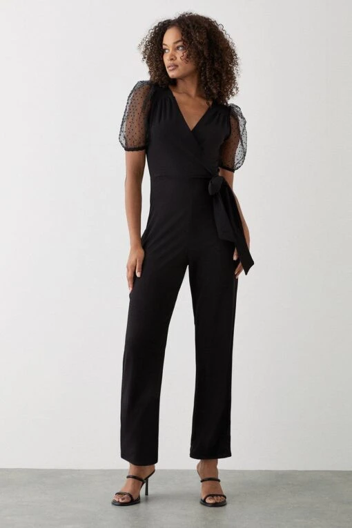 Dorothy Perkins Black Organza Sleeve Jumpsuit