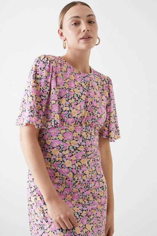 Dorothy Perkins Tall Black Floral Margot Midi Dress