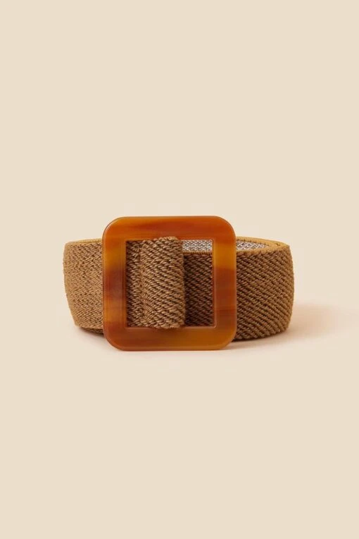 Accessorize Square Resin Buckle Straw Belt