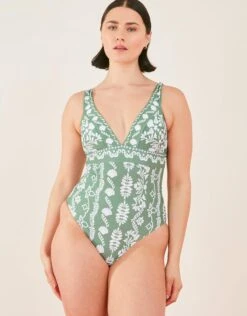 Accessorize 'Lexi' Ornamental Print Shaping Swimsuit